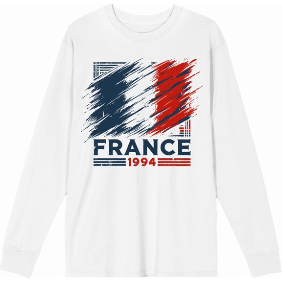 World Cup 1994 France Adult White Crew Neck Long Sleeve Tee-Small