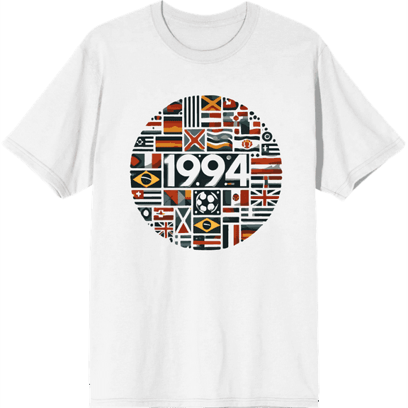 World Cup 1994 International Soccer Adult White Crew Neck Short Sleeve Tee-Medium
