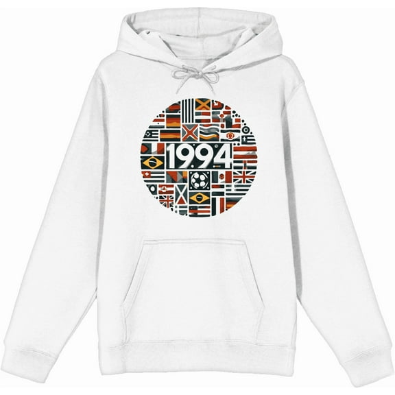 World Cup 1994 International Soccer Adult White Long Sleeve Hoodie-Medium