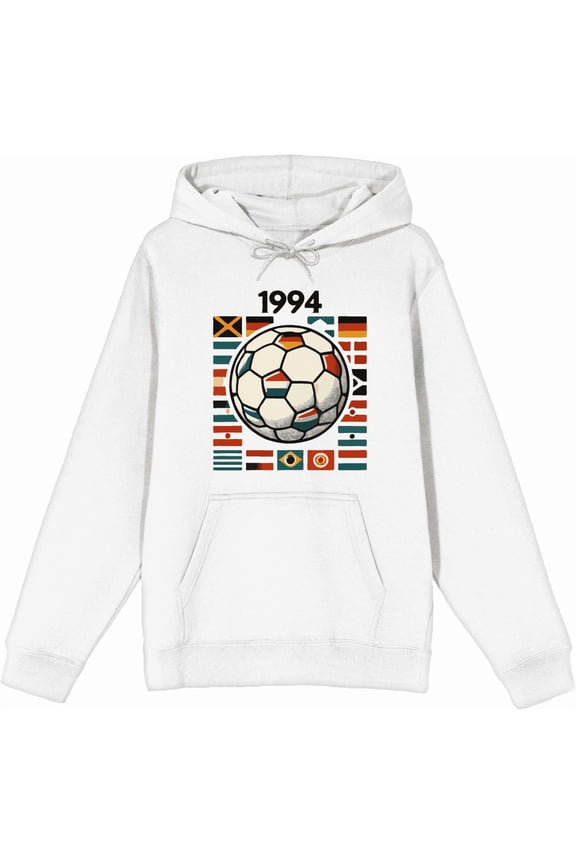 World Cup 1994 International Soccer Adult White Long Sleeve Hoodie-Small