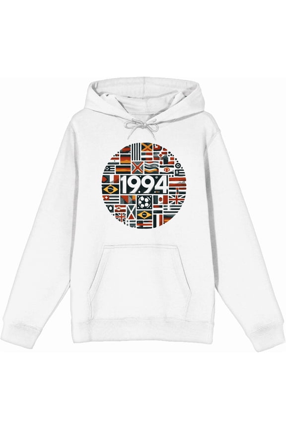 World Cup 1994 International Soccer Adult White Long Sleeve Hoodie-XXL
