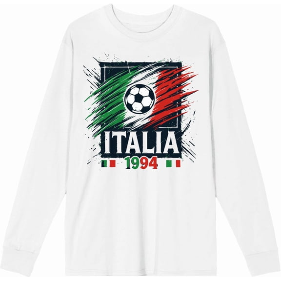 World Cup 1994 Italia Adult White Crew Neck Long Sleeve Tee-Medium