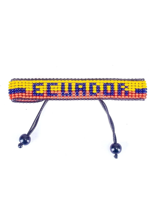 World Cup 2026 Ecuador Beaded Flag Bracelet Handmade & Adjustable