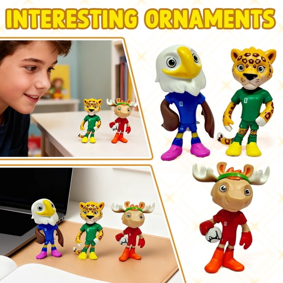 World - Cup 2026 Mascots Figurine Model Sports Collectibles— Collectible Soccer Tournament Figurine — 2026 World - Cup Fan Souvenirs & Soccer Tournament Tailgate Essentials for Fans
