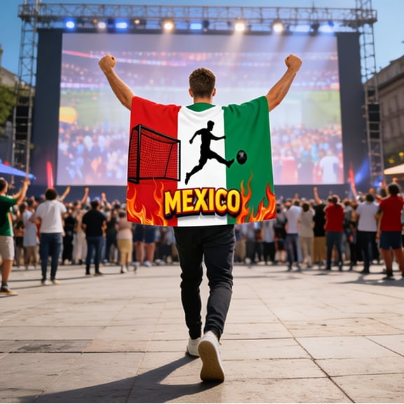 World Cup 2026 Shawl Flag, USA Canada Mexico Football Fan Scarf, Polyester Body Flag Cloak for Soccer Match Support, Outdoor Event Celebration Gear