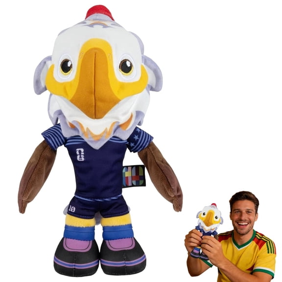 World Cup 2026 USA 10in Plush World Cup Gift Clutch Bald Eagle Mascot with Blue Uniform, Soft Collectible Toy for Fans