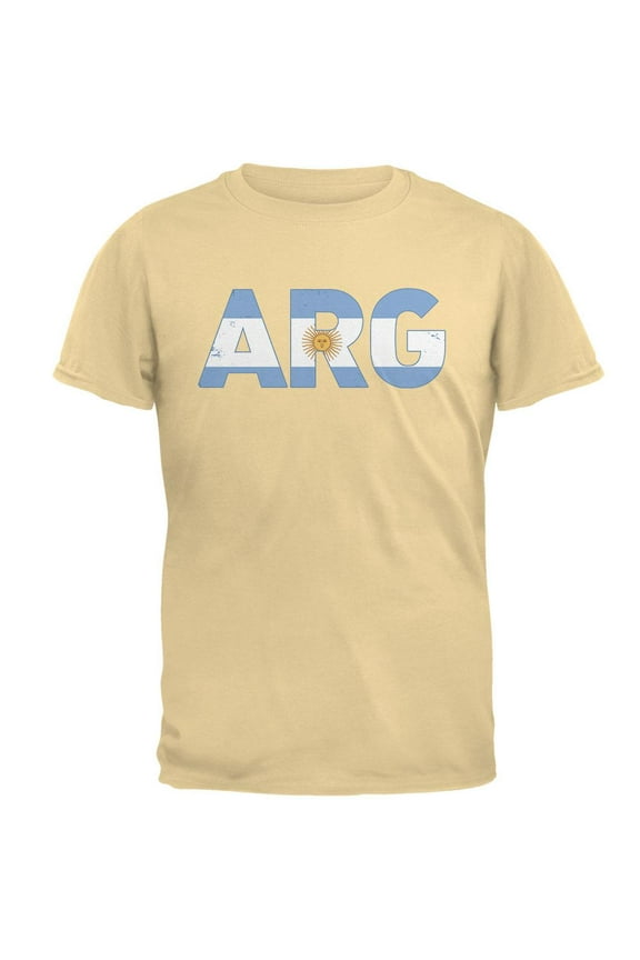 World Cup ARG Argentina Distressed Yellow T-Shirt - Medium