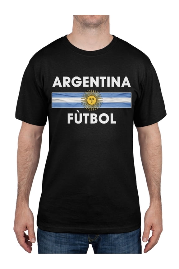 World Cup Argentina Crest Black Futbol Soccer T-Shirt - Large