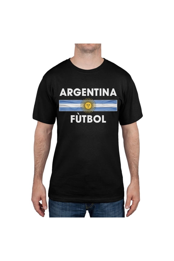 World Cup Argentina Crest Black Futbol Soccer T-Shirt - Small