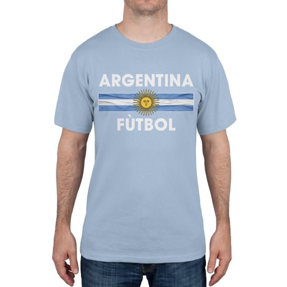 World Cup Argentina Crest Light Blue Futbol Soccer T-Shirt - Large
