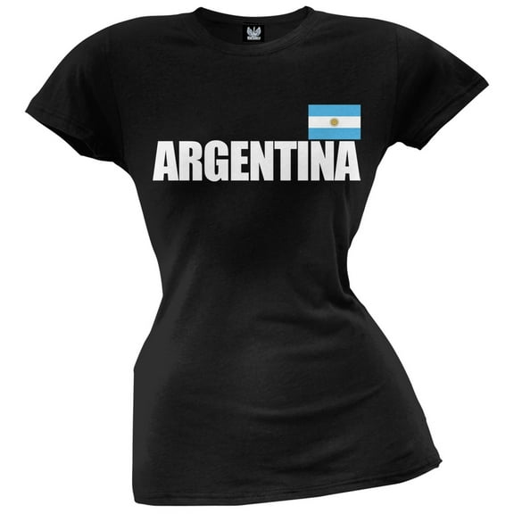 World Cup Argentina Flag & Letters Black Soccer Juniors T-Shirt - Small