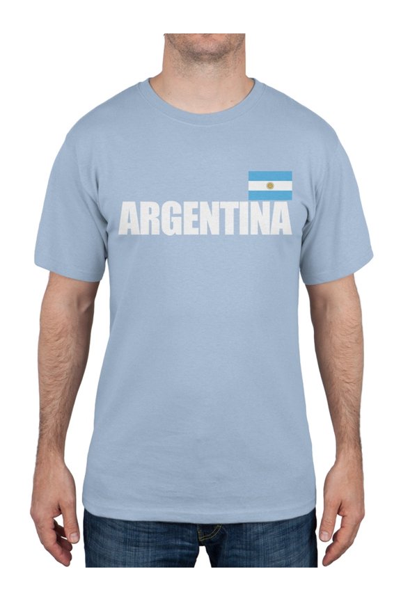 World Cup Argentina Flag & Letters Light Blue Soccer T-Shirt - 2X-Large