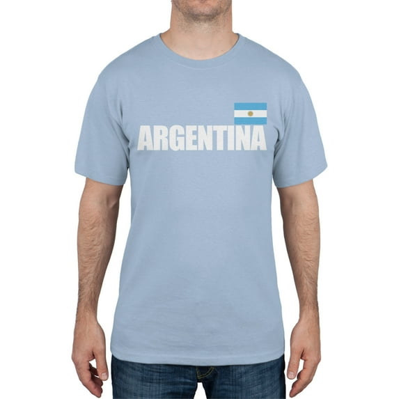 World Cup Argentina Flag & Letters Light Blue Soccer T-Shirt - Large