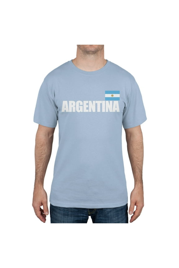 World Cup Argentina Flag & Letters Light Blue Soccer T-Shirt - Large