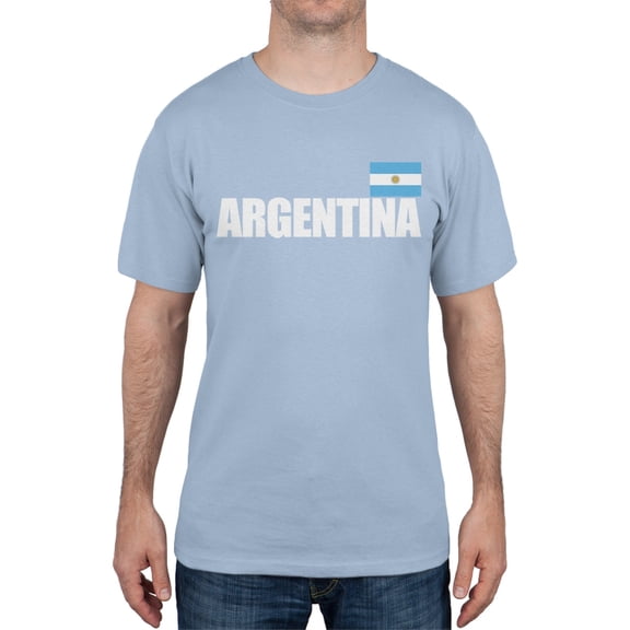 World Cup Argentina Flag & Letters Light Blue Soccer T-Shirt - X-Large