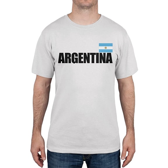 World Cup Argentina Flag & Letters White Soccer T-Shirt - 2X-Large