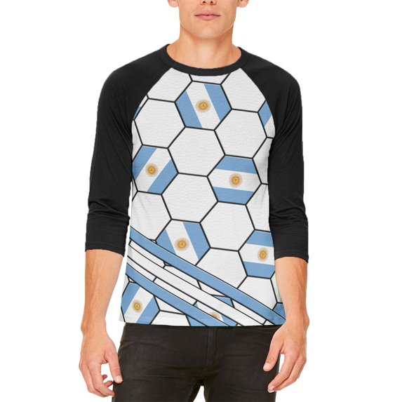 World Cup Argentina Soccer Ball Mens Raglan T Shirt