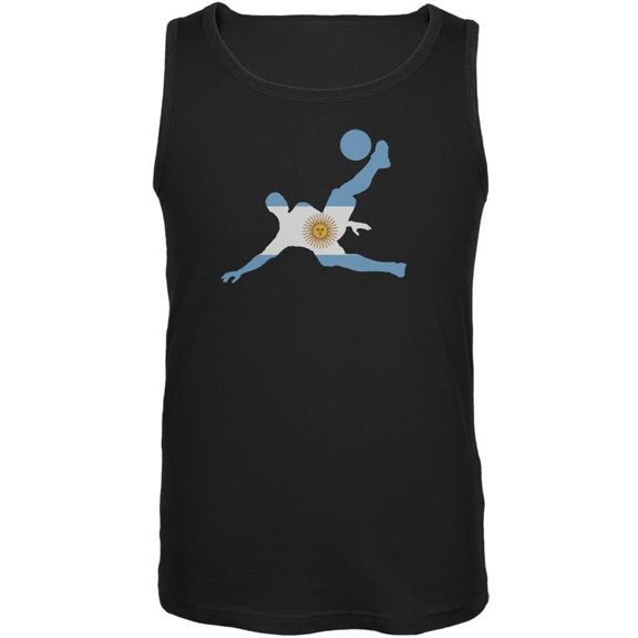 World Cup Argentina Soccer Kick Flag Silhouette Black Adult Tank Top - Small