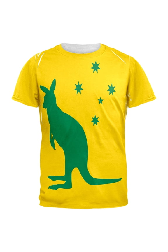 World Cup Australia Yellow Sporting Kangaroo Adult T-Shirt - Large