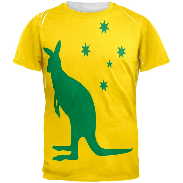 World Cup Australia Yellow Sporting Kangaroo Adult T Shirt