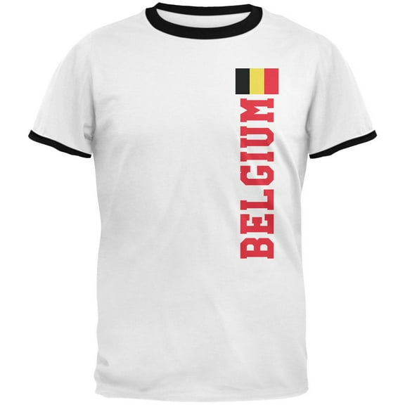 World Cup Belgium Mens Ringer T Shirt White-Black MD