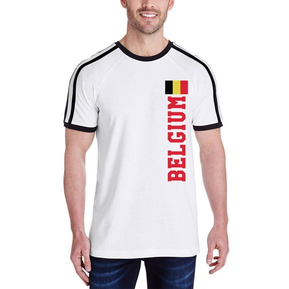 World Cup Belgium Mens Soccer Jersey T-Shirt White-Black 2XL