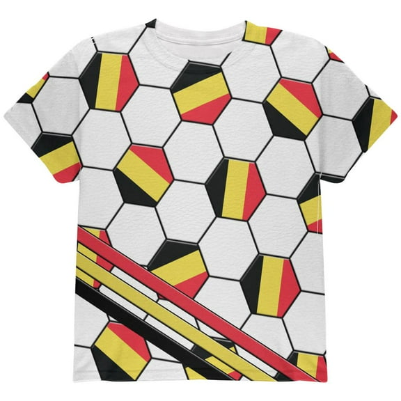 World Cup Belgium Soccer Ball All Over Youth T Shirt Multi YLG