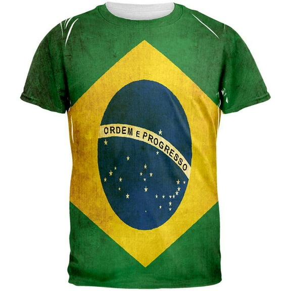 World Cup - Brazil Flag All Over Adult T-Shirt - X-Large