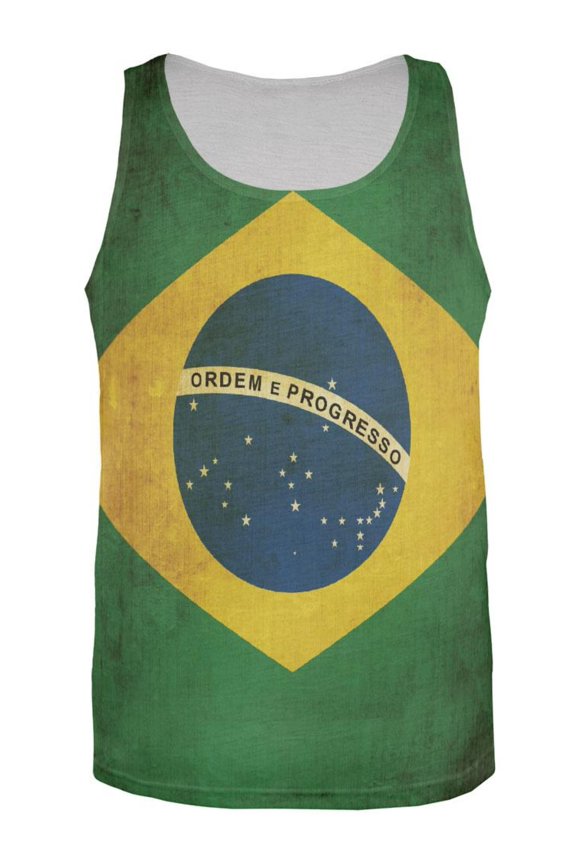 World Cup - Brazil Flag All Over Adult Tank Top - Large
