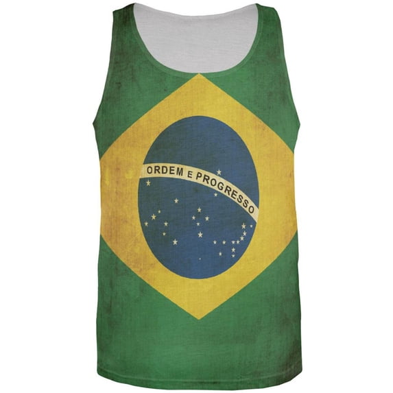 World Cup - Brazil Flag All Over Adult Tank Top - Small
