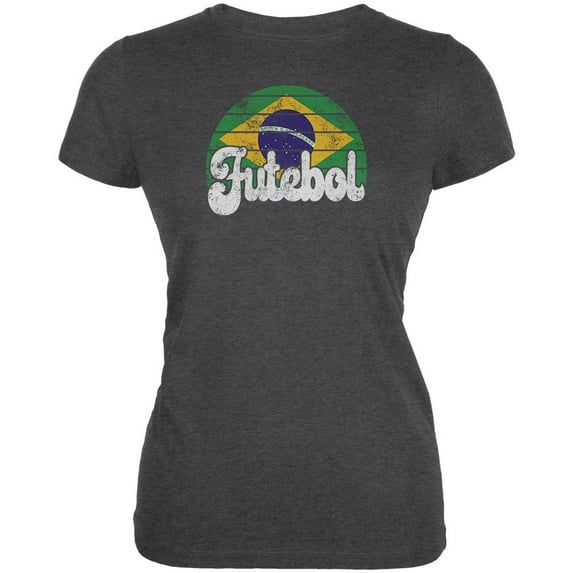 World Cup Brazil Futebol Football Soccer Juniors Soft T Shirt Deep Heather X-LG