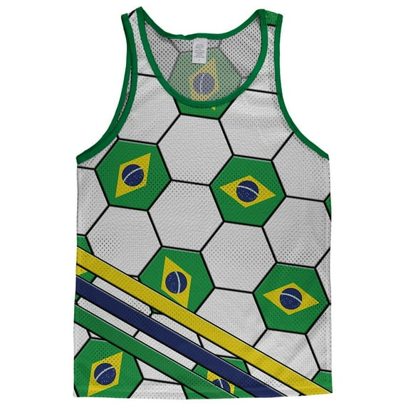 World Cup Brazil Soccer Ball Adult Mesh Jersey White-Kelly LG