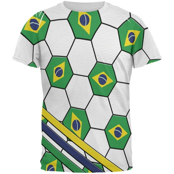 World Cup Brazil Soccer Ball All Over Mens T Shirt Multi X-LG
