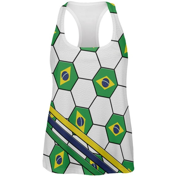World Cup Brazil Soccer Ball All Over Womens Work Out Tank Top Multi X-LG