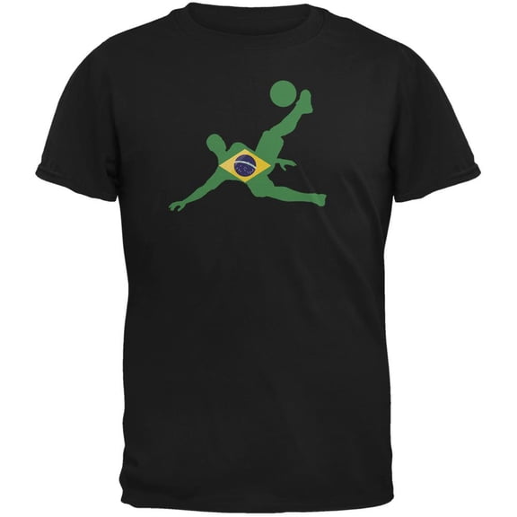 World Cup Brazil Soccer Kick Flag Silhouette Black Adult T-Shirt - Small