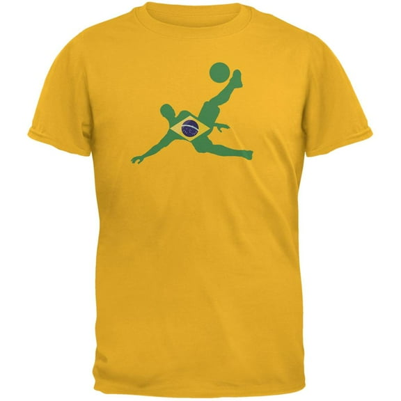 World Cup Brazil Soccer Kick Flag Silhouette Gold Adult T-Shirt - Large