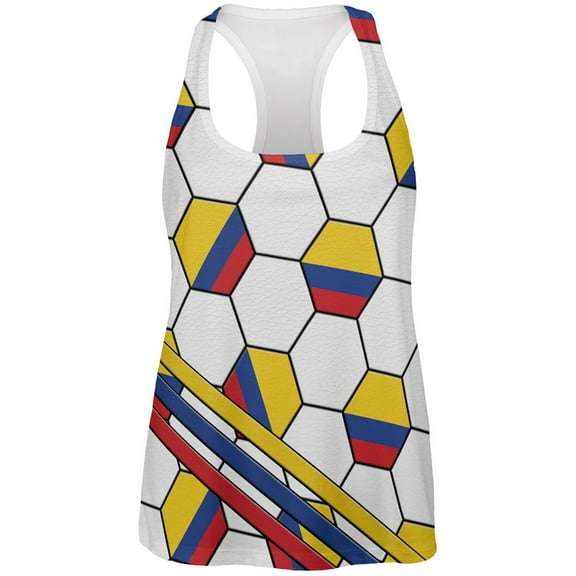 World Cup Colombia Soccer Ball All Over Womens Work Out Tank Top Multi X-LG