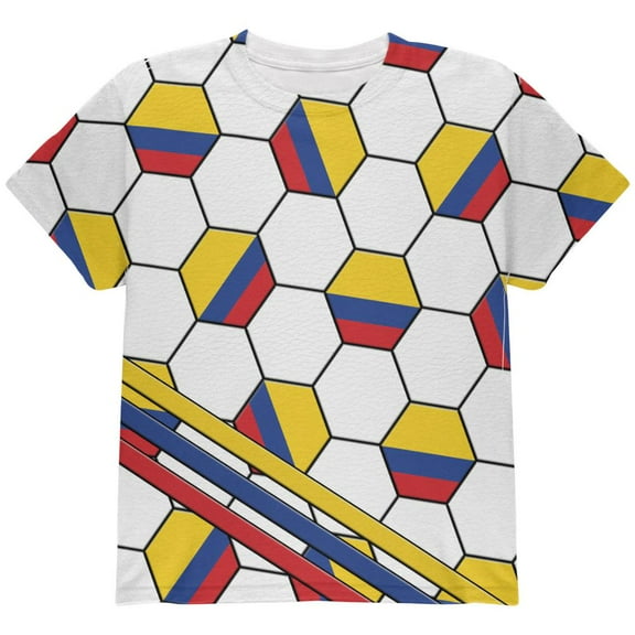 World Cup Colombia Soccer Ball All Over Youth T Shirt Multi YLG