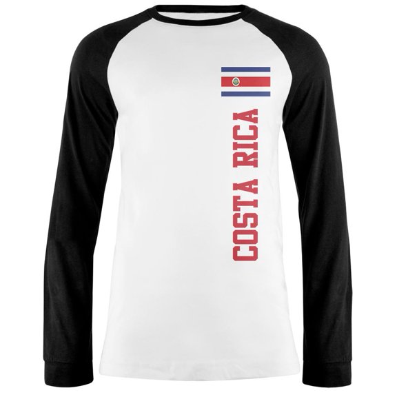 World Cup Costa Rica Mens Long Sleeve Raglan T Shirt White-Black SM