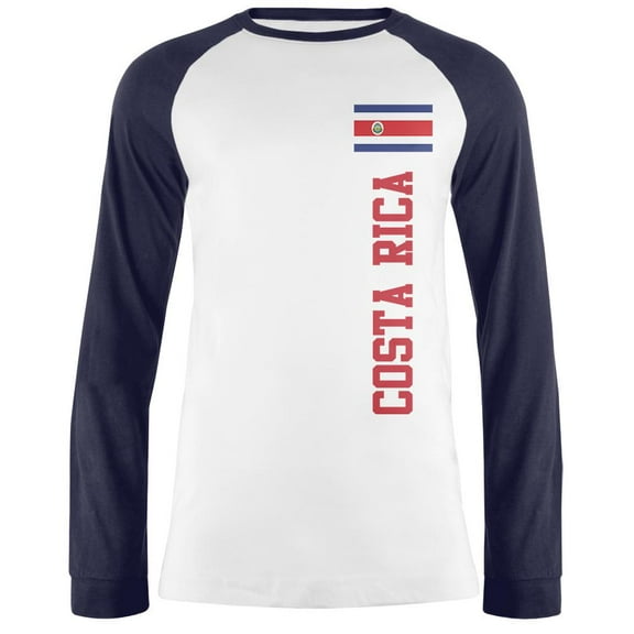 World Cup Costa Rica Mens Long Sleeve Raglan T Shirt White-Navy MD