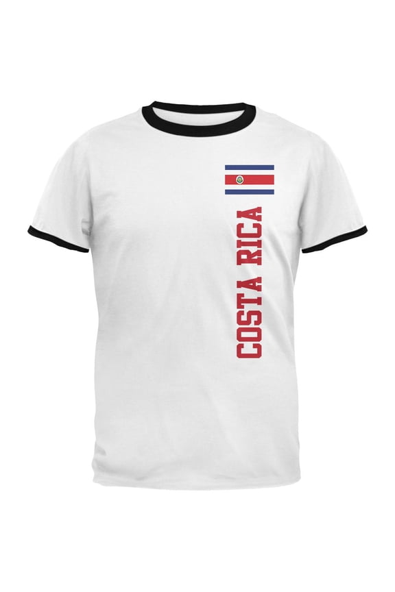 World Cup Costa Rica Mens Ringer T Shirt White-Black X-LG