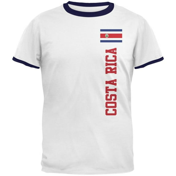 World Cup Costa Rica Mens Ringer T Shirt White-Navy 2XL