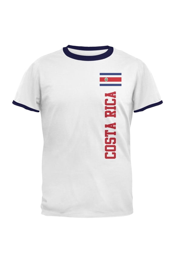 World Cup Costa Rica Mens Ringer T Shirt White-Navy X-LG