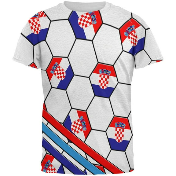 World Cup Croatia Soccer Ball All Over Mens T Shirt Multi MD