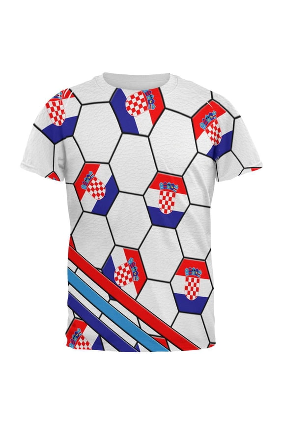 World Cup Croatia Soccer Ball All Over Mens T Shirt Multi MD