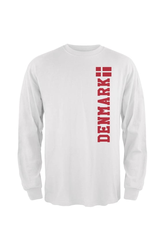 World Cup Denmark Mens Long Sleeve T Shirt White MD