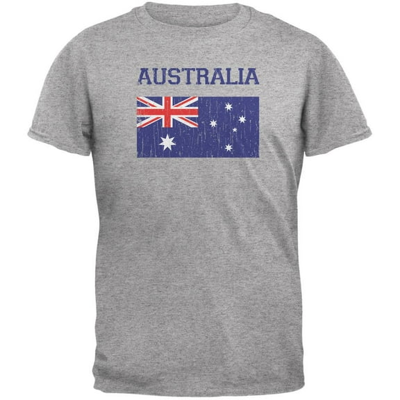 World Cup Distressed Flag Australia Heather Grey Adult T-Shirt - X-Large