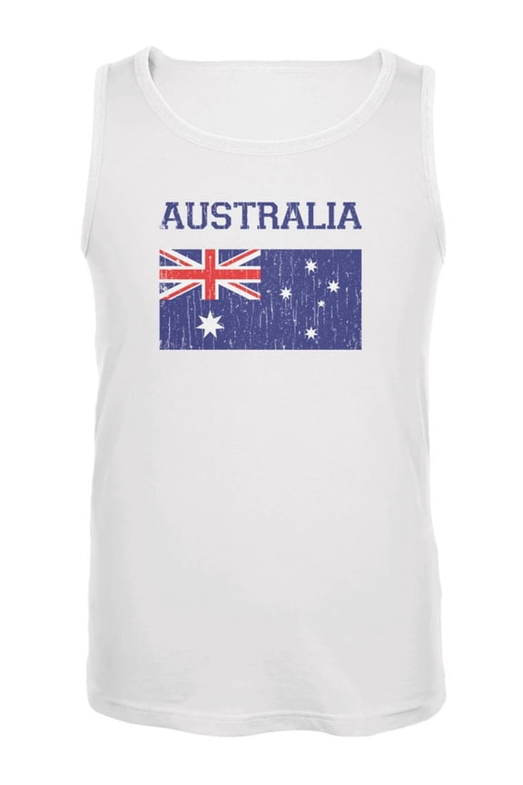 Distressed Flag Australia White Adult Tank Top - Large