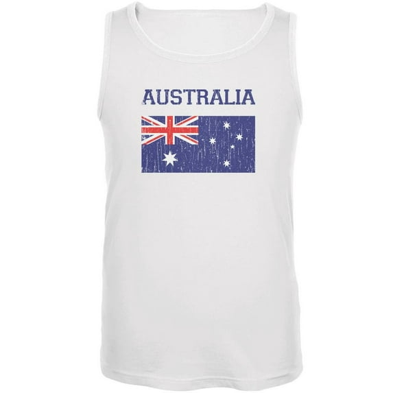 World Cup Distressed Flag Australia White Adult Tank Top - X-Large