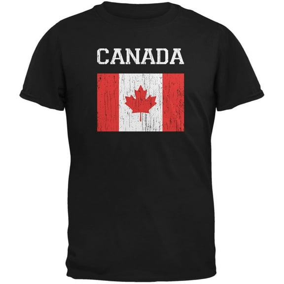World Cup Distressed Flag Canada Black Adult T-Shirt - 2X-Large